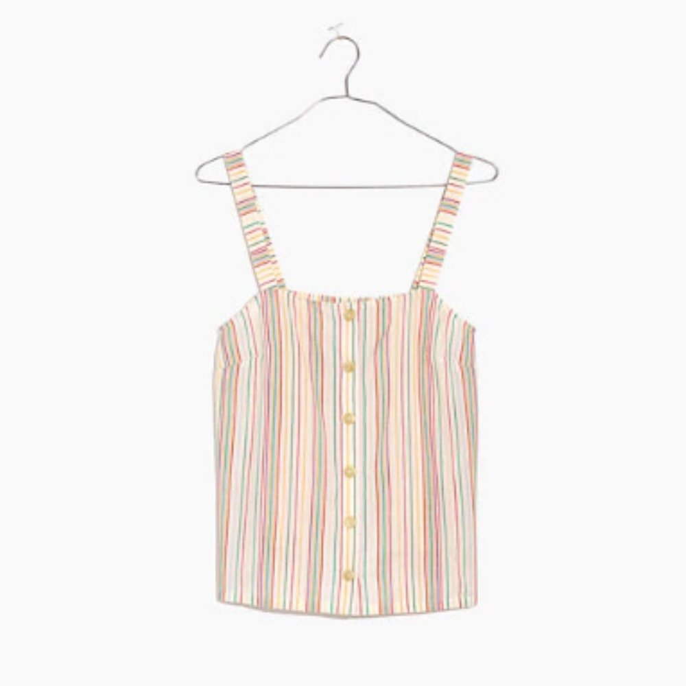 Madewell Button Front Rainbow Stripe Tank